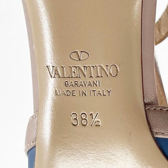 Valentino Garavani Blue Leather Rockstud Caged Pointed Toe Heel size EU 38.5 - Picture 12 of 12